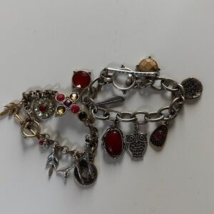 Lucky Brand Vintage Charm Bracelets Silver Brass Boho Hippie